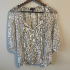 Sheer Floral Express Blouse- Neutral